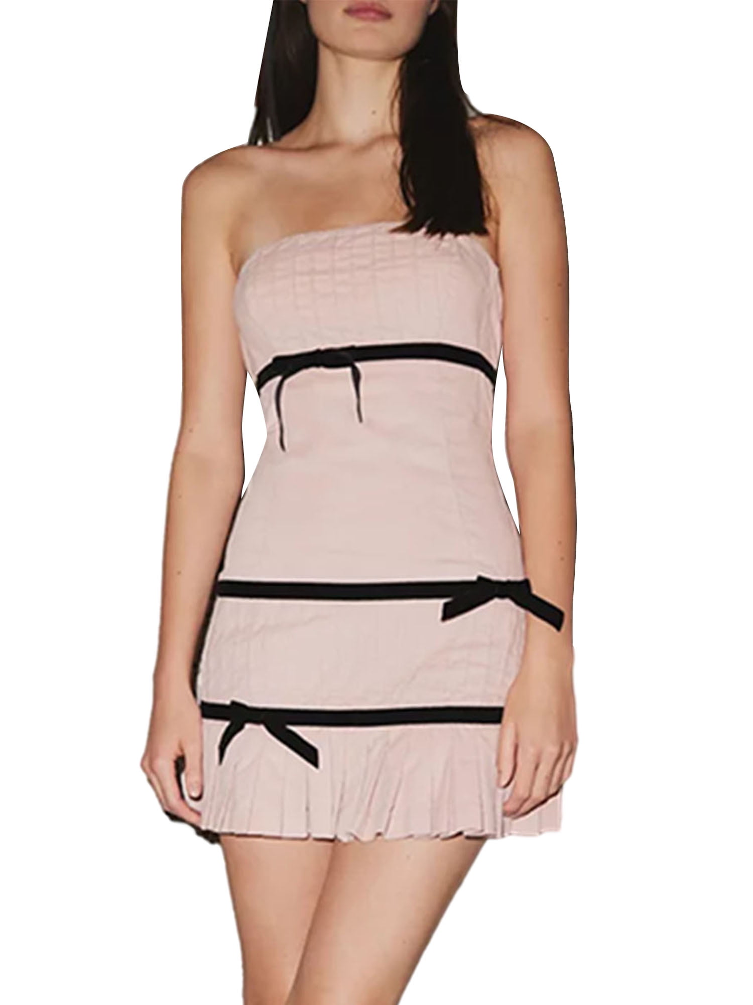 Women's Tube Top Dress With Back Zipper Design  Short Dress For Party