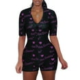 thumbnail image 1 of ZAXARRA Women's V-neck Short Bodysuit Floral Printed Button Up Rompers, 1 of 3