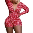 thumbnail image 1 of ZAXARRA Women's V-neck Short Bodysuit Floral Printed Button Up Rompers, 1 of 2