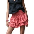 thumbnail image 1 of ZAXARRA Womens Summer High Waist Floral Layered Ruffle Hem Boho Mini Skirt Smocked A Line Pleated Beach Short Skirt, 1 of 6