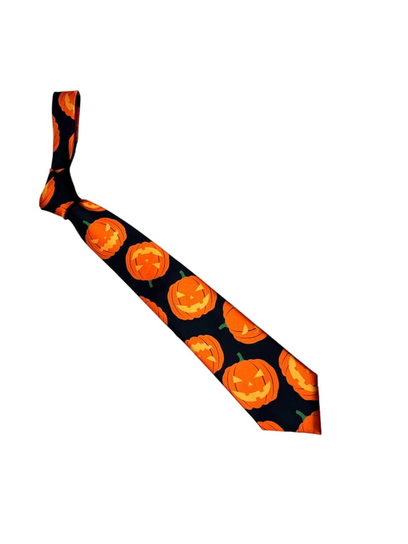 Printed Halloween Tie for Adults, Polyester Necktie, Festive Gathering Accessory, Holiday Outfit Wear, Fall Accent