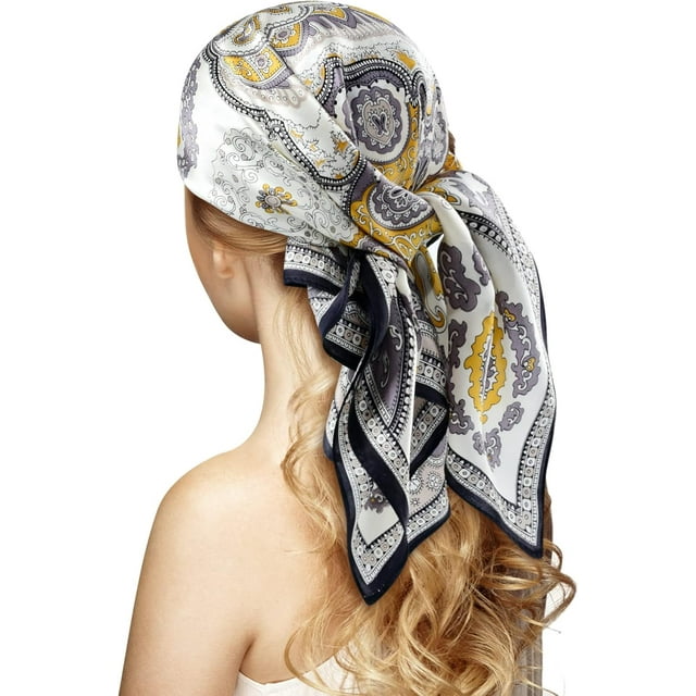 ZAZAIKS 100% Silk Head Scarf for Women - 27" Hair Scarves Satin Head Scarf Bandanas Square Silk Hair Night Sleeping with Gift Packed