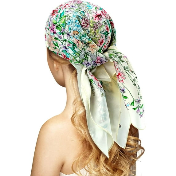 ZAZAIKS 100% Silk Head Scarf for Women - 27" Hair Scarves Satin Head Scarf Bandanas Square Silk Hair Night Sleeping with Gift Packed