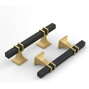 ZAZAIKS 6 Pack 5 Inch Black and Gold Cabinet Pulls Matte Black Drawer Handles Square 2 Tone Hardware for Kitchen Cupboard