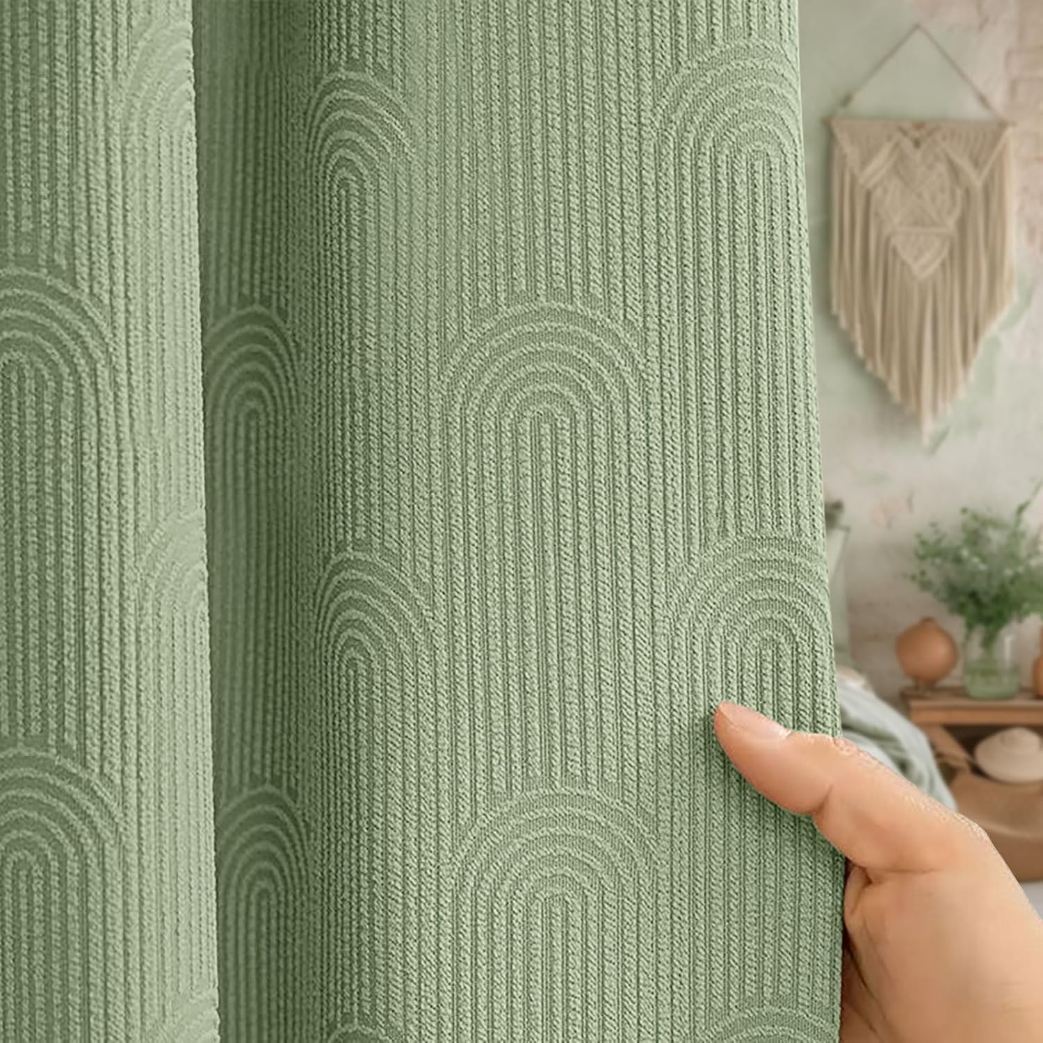 Muuyi Fabric Shower Curtain With Hooks - 36" X 72" Water-Resistant, Plant Pattern, Machine Washable (12 Hooks Included)