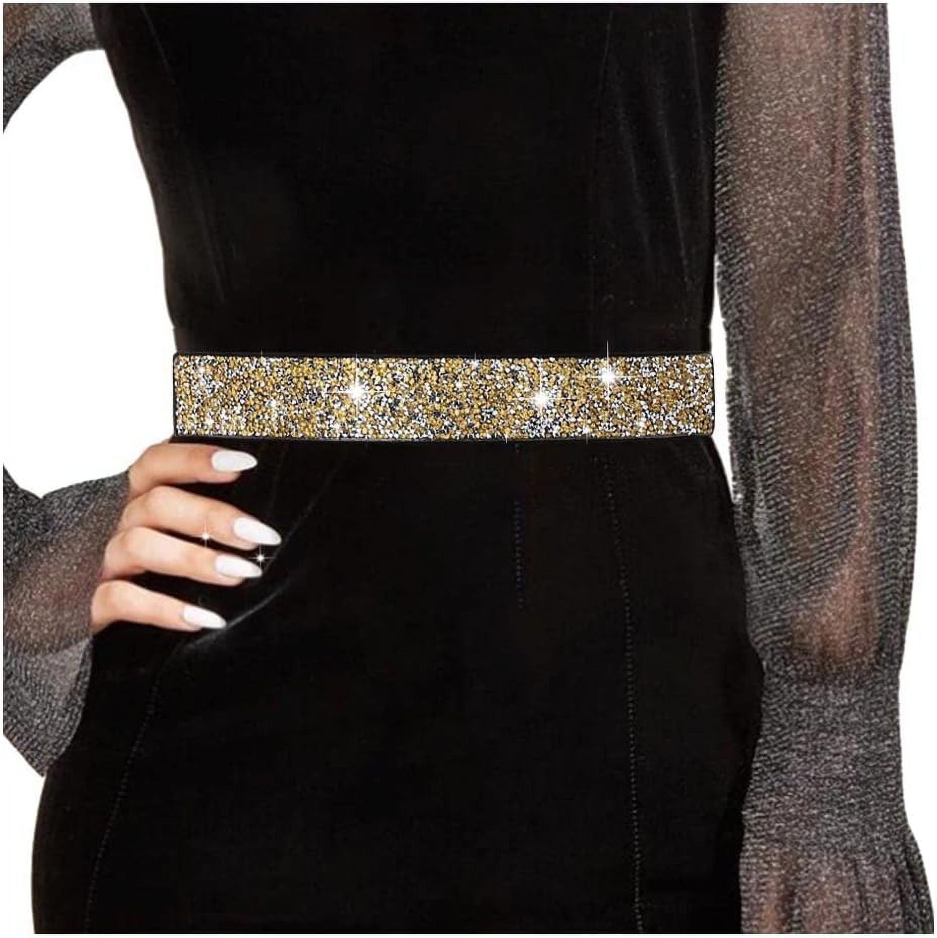 YooAi Crystal Waist Belt for Women - Rhinestone Chain Belt with O-Ring Waistband - Silver 105cm at Women's Clothing store