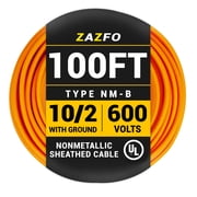 Energeaster 100ft 10/2 Electrical Wire, 10 AWG 2 Conductors with Ground Wire, Orange