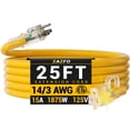 thumbnail image 1 of ZAZFO 14/3 Gauge Yellow Outdoor Extension Cord 25 ft Waterproof with Lighted Indicator, Cold Weatherproof -40°C, Flexible 3 Prong Extension Cord Outside,15A 1875W 14AWG SJTW, ETL Listed, 1 of 8