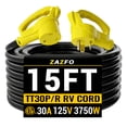 thumbnail image 1 of ZAZFO 15ft 30Amp RV extension cord,Heavy duty 10/3 Gauge Waterproof RV Power Cord,NEMA TT-30P/R 125V,Black-Yellow, 1 of 8