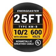 Energeaster 25ft 10/2 Electrical Wire, 10 AWG 2 Conductors with Ground Wire, Orange