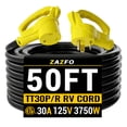 thumbnail image 1 of ZAZFO 50ft 30Amp RV extension cord,Heavy duty 10/3 Gauge Waterproof RV Power Cord,NEMA TT-30P/R 125V,Black-Yellow, 1 of 8