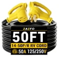 thumbnail image 1 of ZAZFO 50ft 50Amp RV extension cord,NEMA 14-50P/R 125/250V,Heavy duty Waterproof Power Cord for RV Outdoor Home,Black-Yellow, 1 of 8