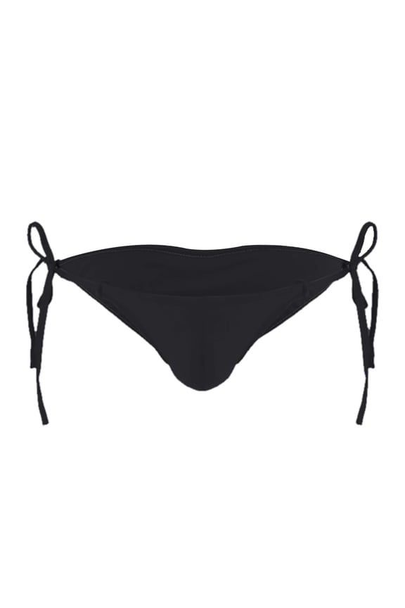 Adjustable Size Men Drawstring Ties Smooth Briefs Lingerie Low Rise Bikini Thong(Black,One Size)