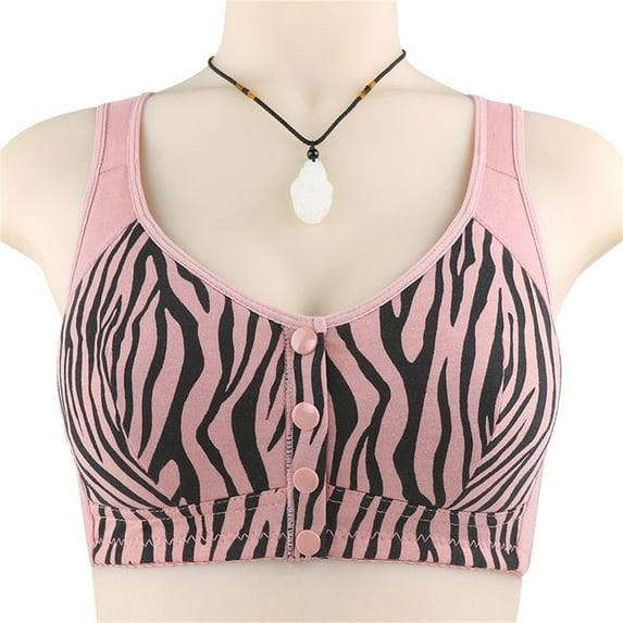 ZAZYULZ Bras for Women Moona Bra for Senior Front Closure Breathable Bra for Seniors Wirefree Bras for Older Women(Pink,54)