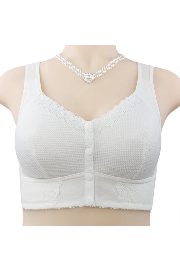 Bras for Women Moona Bra for Senior Front Closure Breathable Bra for Seniors Wirefree Bras for Older Women(White,50)