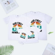 ZAZYULZ Daddy And Me Family Matching Outfits Mama Papa Mini Letter T Shirt Tops Father's Day Shirts Mother Father Dad And Son Baby Family Photoshoot Clothes Set(White,Xxxl)