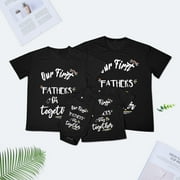 ZAZYULZ Daddy And Me Family Matching Outfits Mama Papa Mini Letter T Shirt Tops Father's Day Shirts Mother Father Dad And Son Baby Family Photoshoot Clothes Set(Black,80)