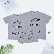 ZAZYULZ Daddy And Me Family Matching Outfits Mama Papa Mini Letter T Shirt Tops Father's Day Shirts Mother Father Dad And Son Baby Romper Bodysuit Family Photoshoot Clothes Set(Gray,100)