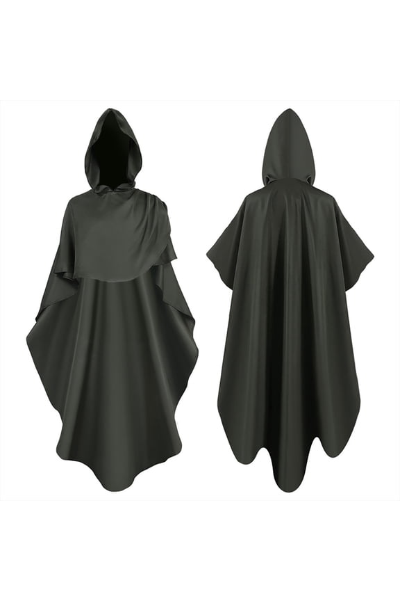 Hooded Medium Women Cape Vintage Overcoat Fashion Button Cloak Woolen Coat Cloak(Army Green,Xxl)