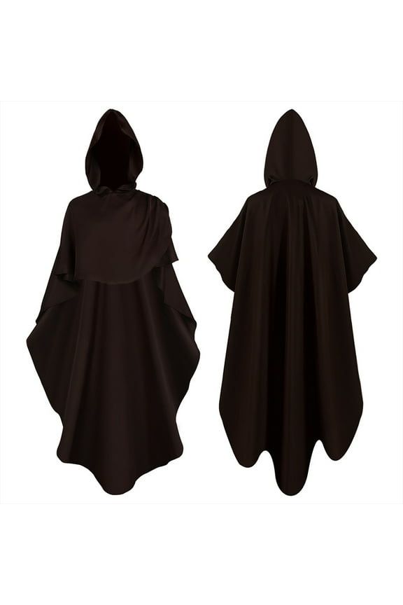 Hooded Medium Women Cape Vintage Overcoat Fashion Button Cloak Woolen Coat Cloak(Coffee,Xxl)