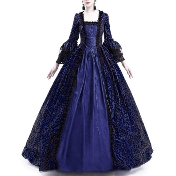 Retro Style Robe Princess ZAZYULZ Length Party Dress Princess Floor Cosplay Lace Retro Women ...