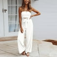 thumbnail image 1 of ZAZYULZ Resort Wear for Women Elegant And Casual Women's Strapless Sleeveless Wide Leg Jumpsuit With Tie Belt(White,L), 1 of 6