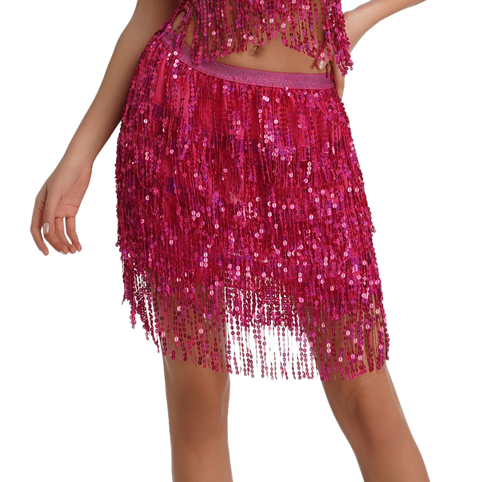 ZAZYULZ Sequin Fringe Women's Skirt Skirt Stage with Sparkly — free download