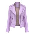 thumbnail image 1 of ZAZYULZ Slim Fit Leather Jacket Womens Thin Lapel Collar Motorcycle Jacket Leather Transitional Jacket(Pink,Xxxl), 1 of 7