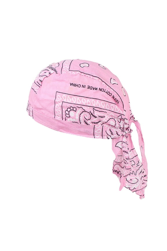 Summer Accessories Men Women Cotton Cap Sweat Wicking Beanie Cap Bandanna Biker Head Wrap Quick Drying Hat Biker Bandana(Pink,One Size)