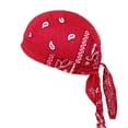 thumbnail image 1 of ZAZYULZ Summer Accessories Men Women Cotton Cap Sweat Wicking Beanie Cap Bandanna Biker Head Wrap Quick Drying Hat Biker Bandana(Red,One Size), 1 of 4