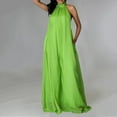 thumbnail image 1 of ZAZYULZ Summer Jumpsuit Women's Sexy Summer Jumpsuit Neck Sleeveless Chiffon Wide Leg Long Pant Jumpsuit Romper(Green,L), 1 of 9