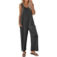 thumbnail image 1 of ZAZYULZ Summer Jumpsuits Womens Tank Jumpsuits Scoop Neck Sleeveless Rompers Casual Wide Leg Loose Fit Rompers With Pockets(Grey,L), 1 of 9