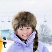 ZAZYULZ Women Faux Hat Costume Coonskin Hat for Children Plush Light Brown Raccoon Tail Cap(Coffee,One Size)
