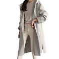 thumbnail image 1 of ZAZYULZ Women's 2024 Long Sleeve Hooded Cardigan Dressy Open Front Knit Sweater Coat With Pockets(Khaki,S), 1 of 9