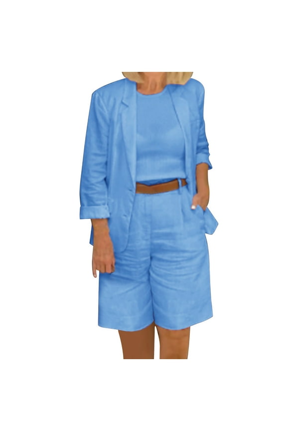 Women's Casual Office Long Sleeve And Short Pants Sequin Stitching Plush Christmas Style Plush Two Piece Set(Blue,M)