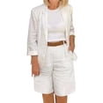 thumbnail image 1 of ZAZYULZ Women's Casual Office Long Sleeve And Short Pants Sequin Stitching Plush Christmas Style Plush Two Piece Set(White,M), 1 of 5