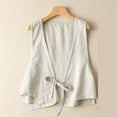 thumbnail image 1 of ZAZYULZ Women's Cotton Linen Vest Casual Sleeveless Jacket Tie Front Lightweight Vest(A,M), 1 of 3