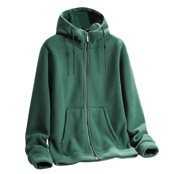 ZAZYULZ Women's Fall and Winter Solid Color Zipper Thickened Double Polar Fleece Hooded Coat Plus Size Soft Comfort Fit Casual Coat(Army Green,Xxxxl)