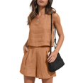 thumbnail image 1 of ZAZYULZ Womens 2 Piece Sets Two Piece Shorts Crop Tops Trendy Clothes Summer Set(Brown,L), 1 of 9