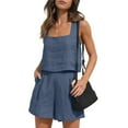 thumbnail image 1 of ZAZYULZ Womens 2 Piece Sets Two Piece Shorts Crop Tops Trendy Clothes Summer Set(Navy Blue,Xxl), 1 of 9