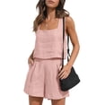 thumbnail image 1 of ZAZYULZ Womens 2 Piece Sets Two Piece Shorts Crop Tops Trendy Clothes Summer Set(Pink,Xl), 1 of 9