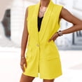 thumbnail image 1 of ZAZYULZ Womens Sleeveless Blazer Jacket Vest Solid Color Pocket Lapel Button Suit Vest(Yellow,S), 1 of 5