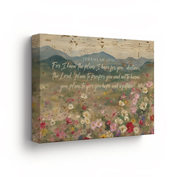 ZB Canvas Jeremiah 29:11 Inspirational Canvas Wall Art 1 in x 16 in Framed Canvas Art Prints