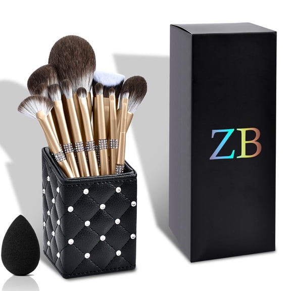 ZB Professional Makeup Luxury Brushes Set with Brush Holder, 13Pcs