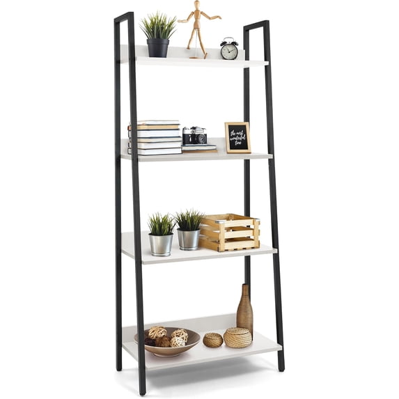 ZBAKF 4 Tier Ladder Bookshelf, 24 Inch Width Free Standing Shelf ...