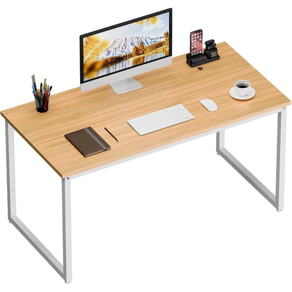 ZBAKF 47 Inch Computer Workstation, Office Desk with Metal Frame, Modern Dining Table for Home, Study, Writing, Natural