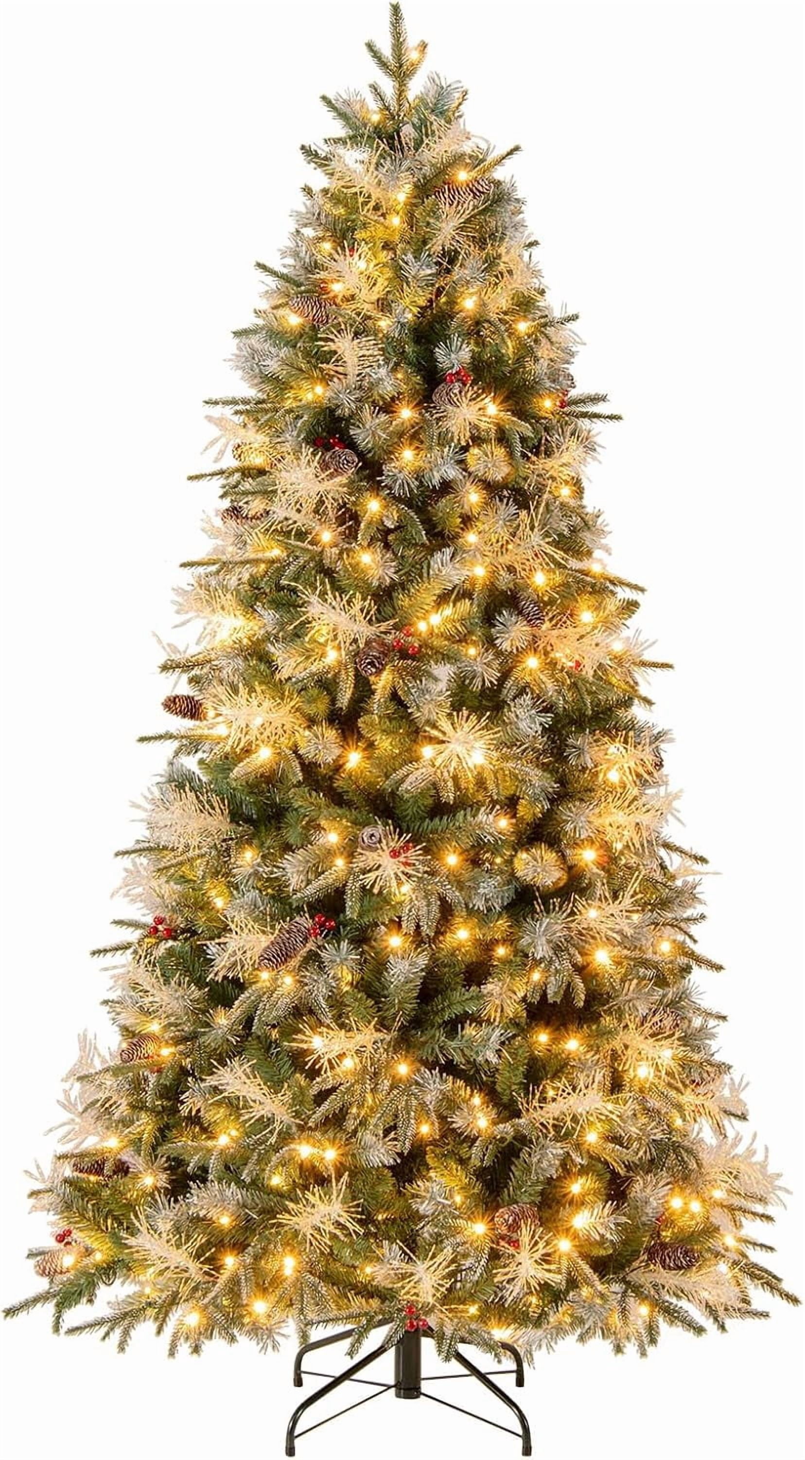 ZBAKF 7 FT Pre-Lit Artificial Christmas Tree, Hinged Xmas Tree with 350 ...