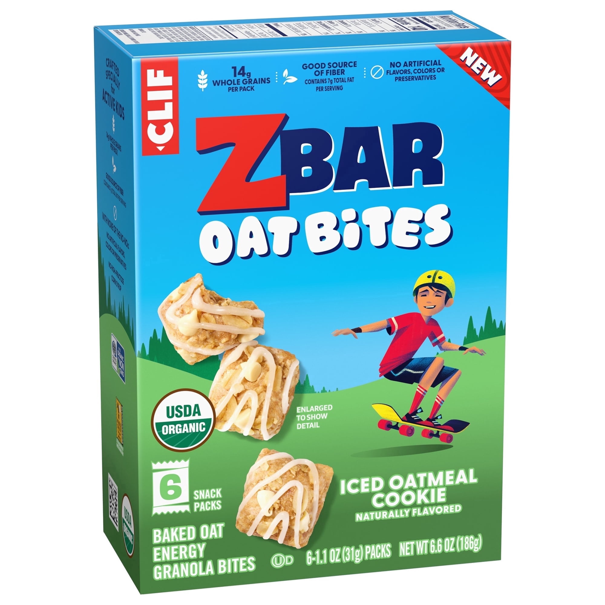 ZBAR Oat Bites Iced Oatmeal Cookie Baked Oat Energy Granola Bites, USDA Organic Snacks for Kids, 6 Count