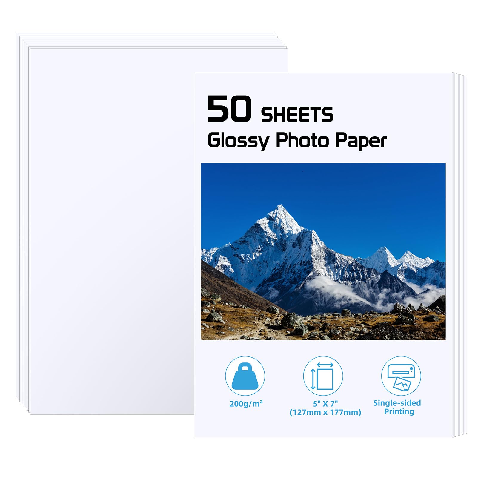 ZBEIVAN Photo Paper 5x7 inch High Glossy Paper 50 Sheets, 200 GSM Paper