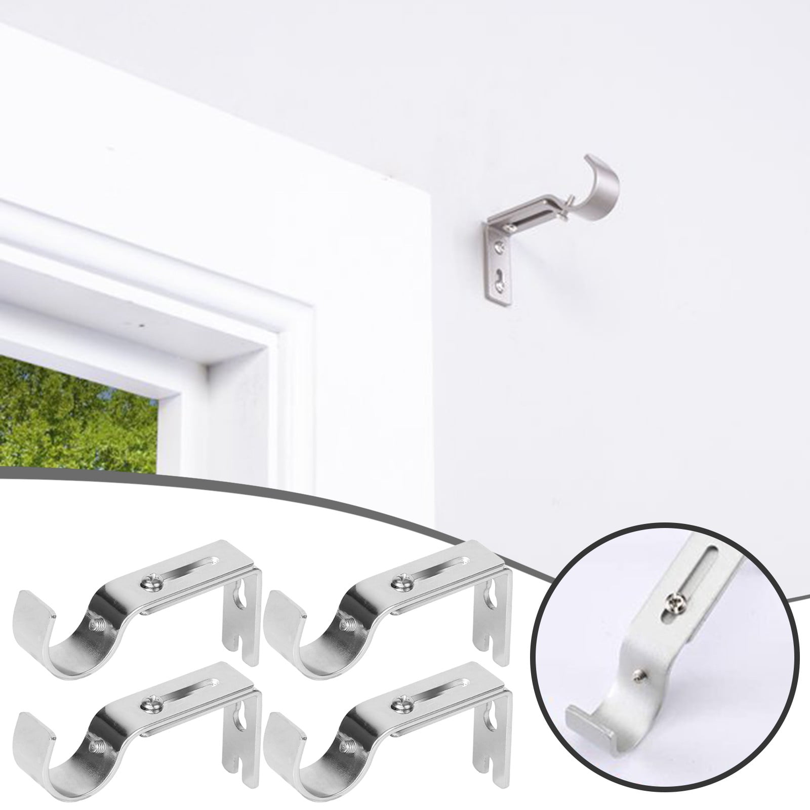 ZBFJINX Adjustable Curtain Rod Bracket Heavy Duty Curtain Rod Holders 4 Pack Curtain Rods Hooks